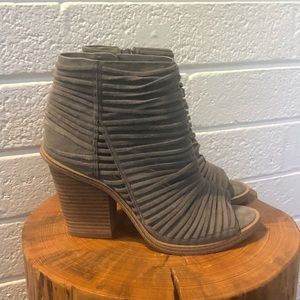 NEW Vince Camuto Gray Suede Open Toe Bootie
